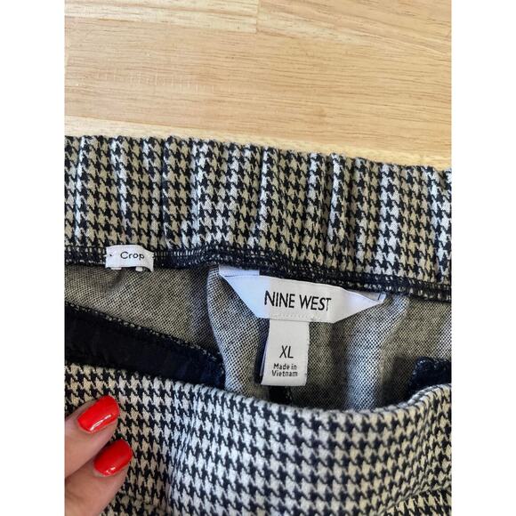 Nine West trousers slacks pants women's XL black khaki houndstooth pull on comfo - Picture 5 of 16